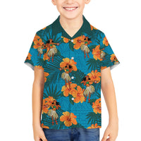 Hawaii Luau Party Family Matching Summer Maxi Dress and Hawaiian Shirt Dancing Girl Tropical Flowers LT14 Son's Shirt Blue - Polynesian Pride