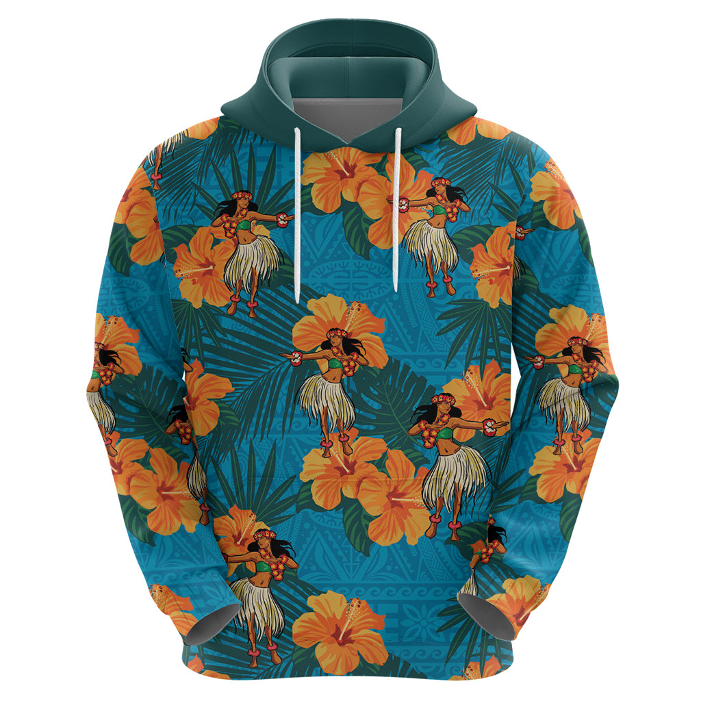 Hawaii Luau Party Hoodie Dancing Girl Tropical Flowers LT14 - Polynesian Pride