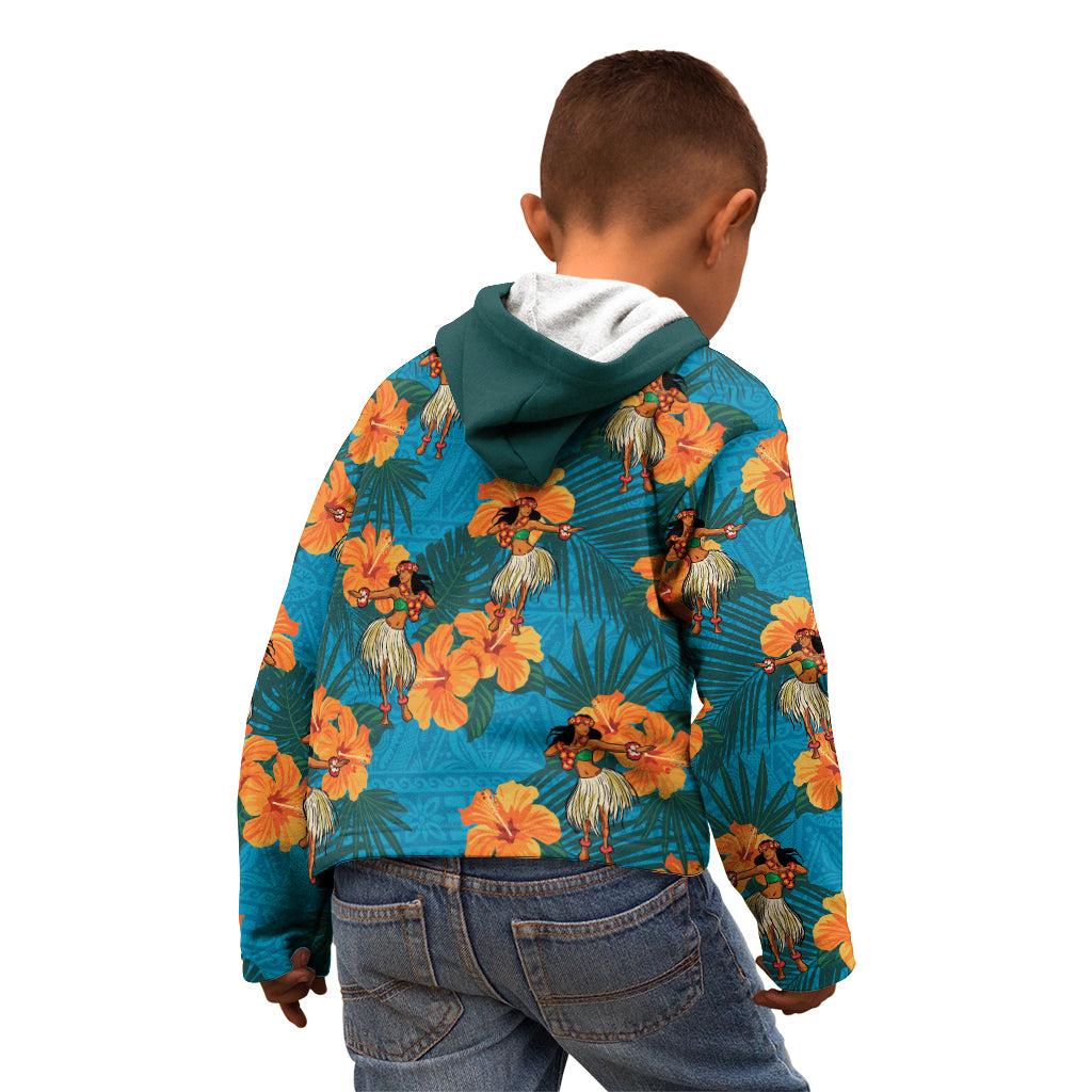 Hawaii Luau Party Kid Hoodie Dancing Girl Tropical Flowers LT14 - Polynesian Pride
