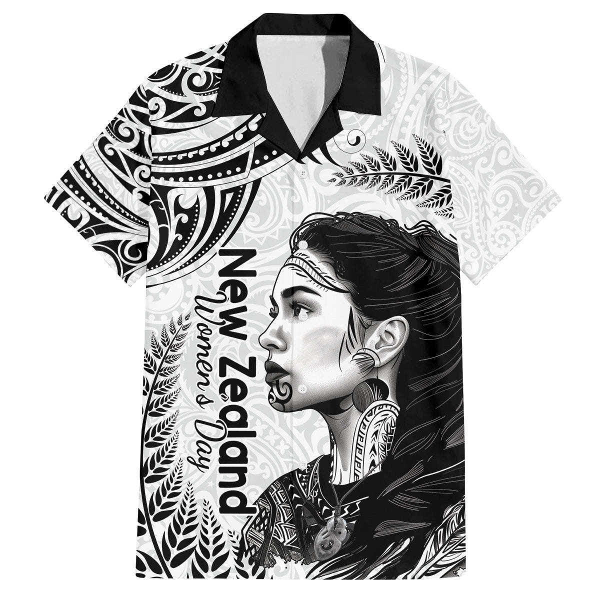 New Zealand Women's Day Family Matching Long Sleeve Bodycon Dress and Hawaiian Shirt Aotearoa Kia Whakapumau Te Mana Wahine LT14 Dad's Shirt - Short Sleeve White - Polynesian Pride