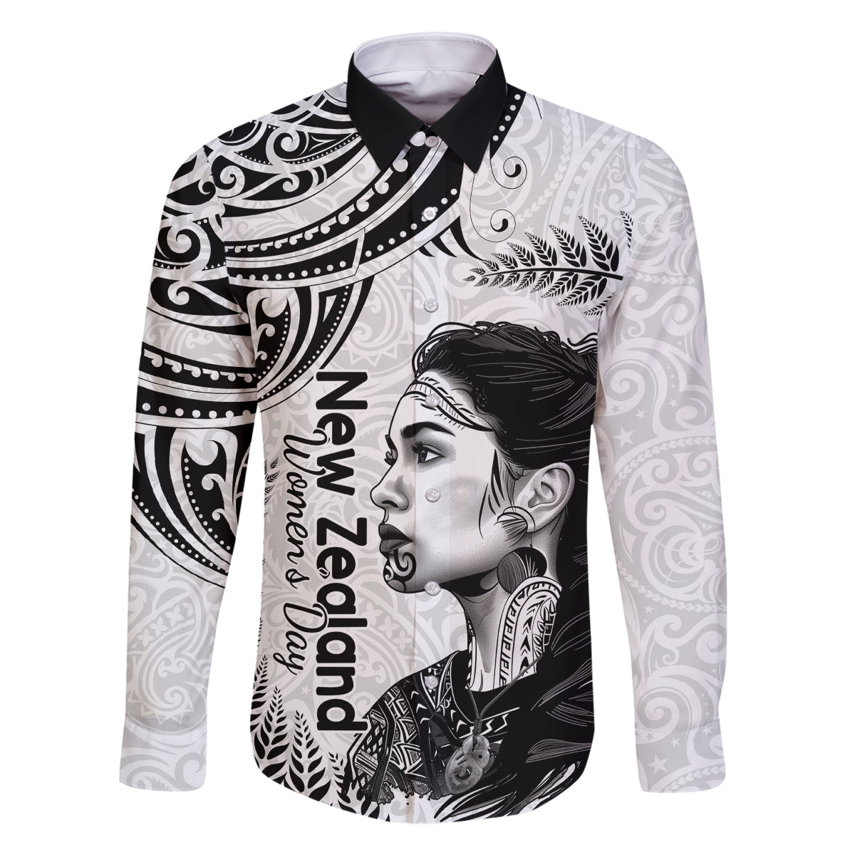 New Zealand Women's Day Family Matching Long Sleeve Bodycon Dress and Hawaiian Shirt Aotearoa Kia Whakapumau Te Mana Wahine LT14 Dad's Shirt - Long Sleeve White - Polynesian Pride