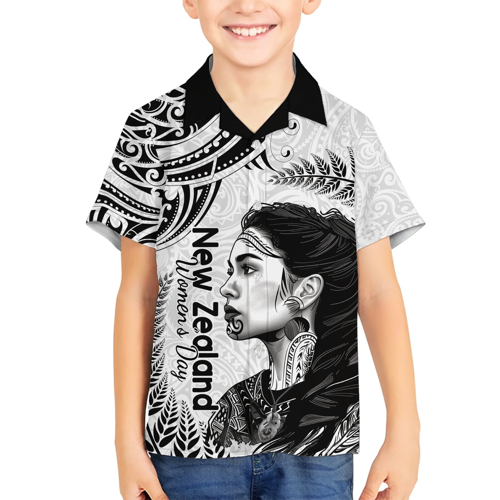 New Zealand Women's Day Kid Hawaiian Shirt Aotearoa Kia Whakapumau Te Mana Wahine LT14 Kid White - Polynesian Pride