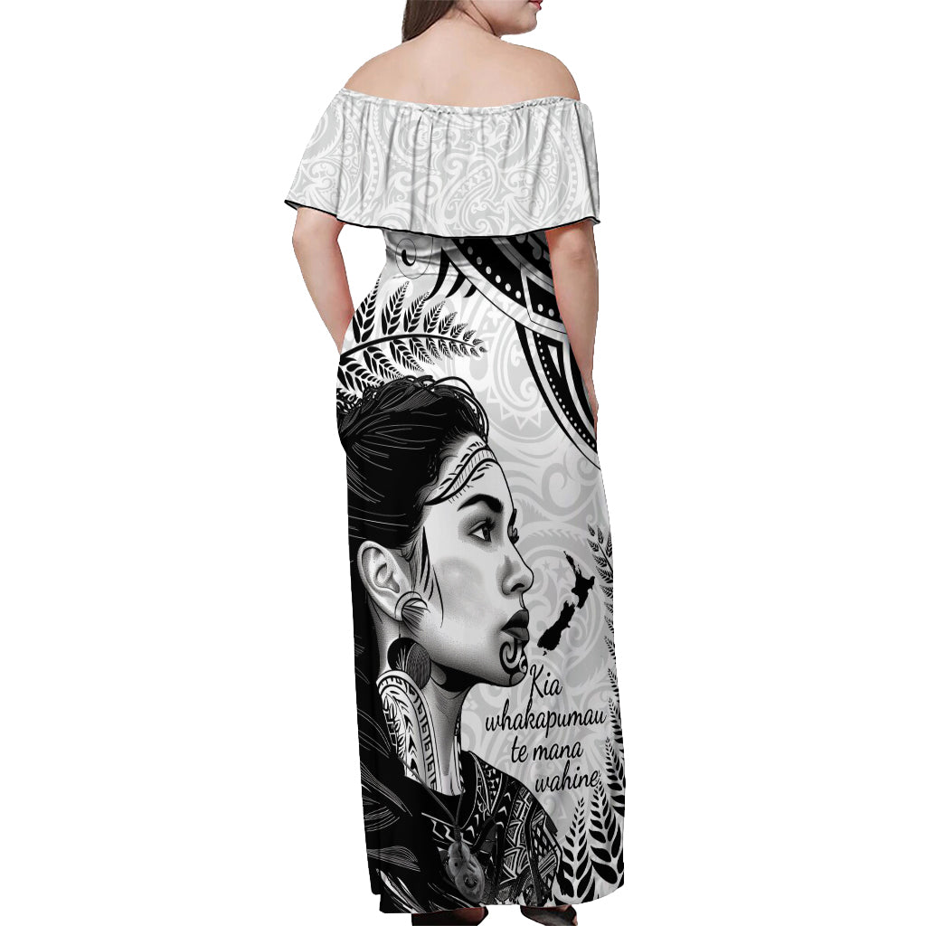 New Zealand Women's Day Off Shoulder Maxi Dress Aotearoa Kia Whakapumau Te Mana Wahine LT14 - Polynesian Pride