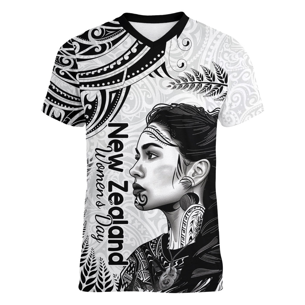 New Zealand Women's Day Women V Neck T Shirt Aotearoa Kia Whakapumau Te Mana Wahine LT14 Female White - Polynesian Pride