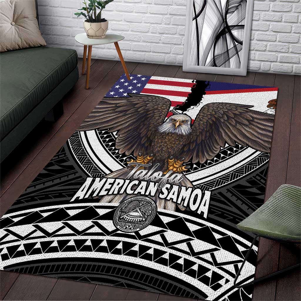 Talofa American Samoa Flag Day Area Rug Bald Eagle Polynesian Tattoo