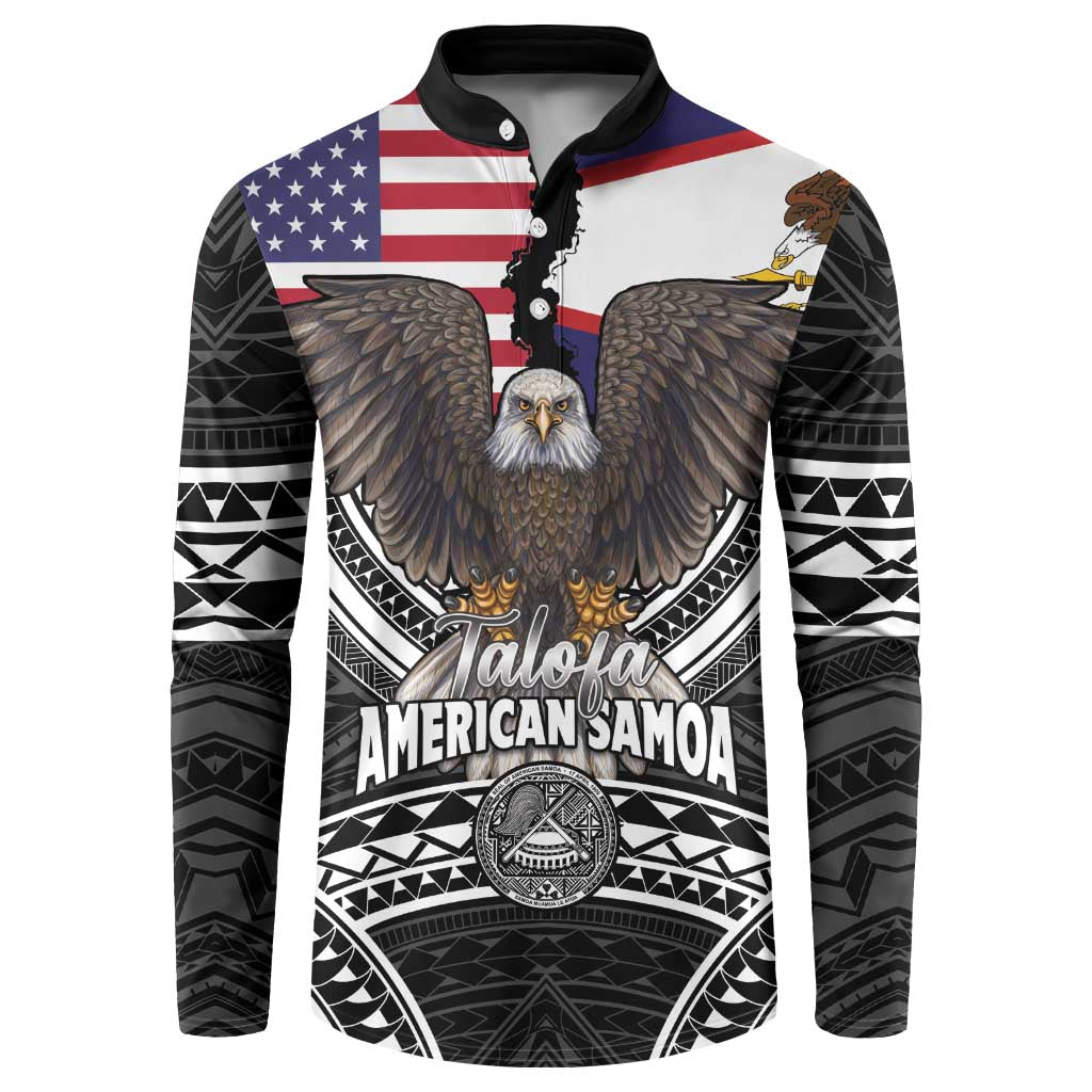 Talofa American Samoa Flag Day Button Sweatshirt Bald Eagle Polynesian Tattoo