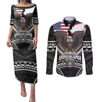 Talofa American Samoa Flag Day Couples Matching Puletasi and Long Sleeve Button Shirt Bald Eagle Polynesian Tattoo