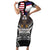 Talofa American Samoa Flag Day Family Matching Short Sleeve Bodycon Dress and Hawaiian Shirt Bald Eagle Polynesian Tattoo