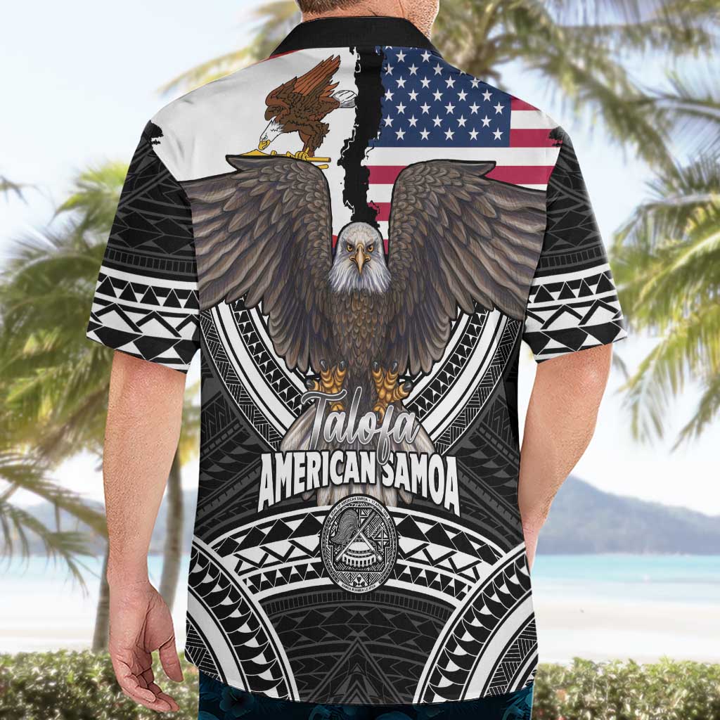 Talofa American Samoa Flag Day Hawaiian Shirt Bald Eagle Polynesian Tattoo