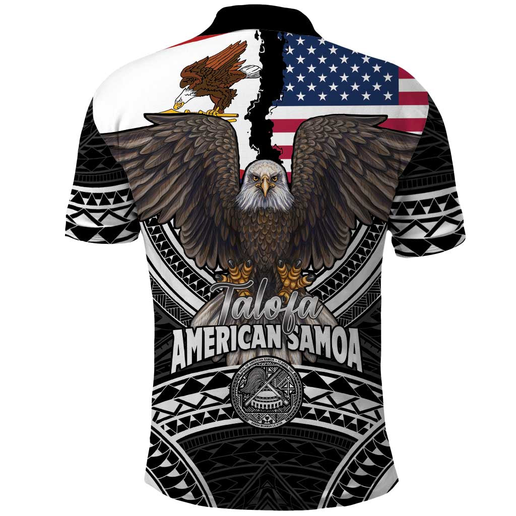 Talofa American Samoa Flag Day Polo Shirt Bald Eagle Polynesian Tattoo