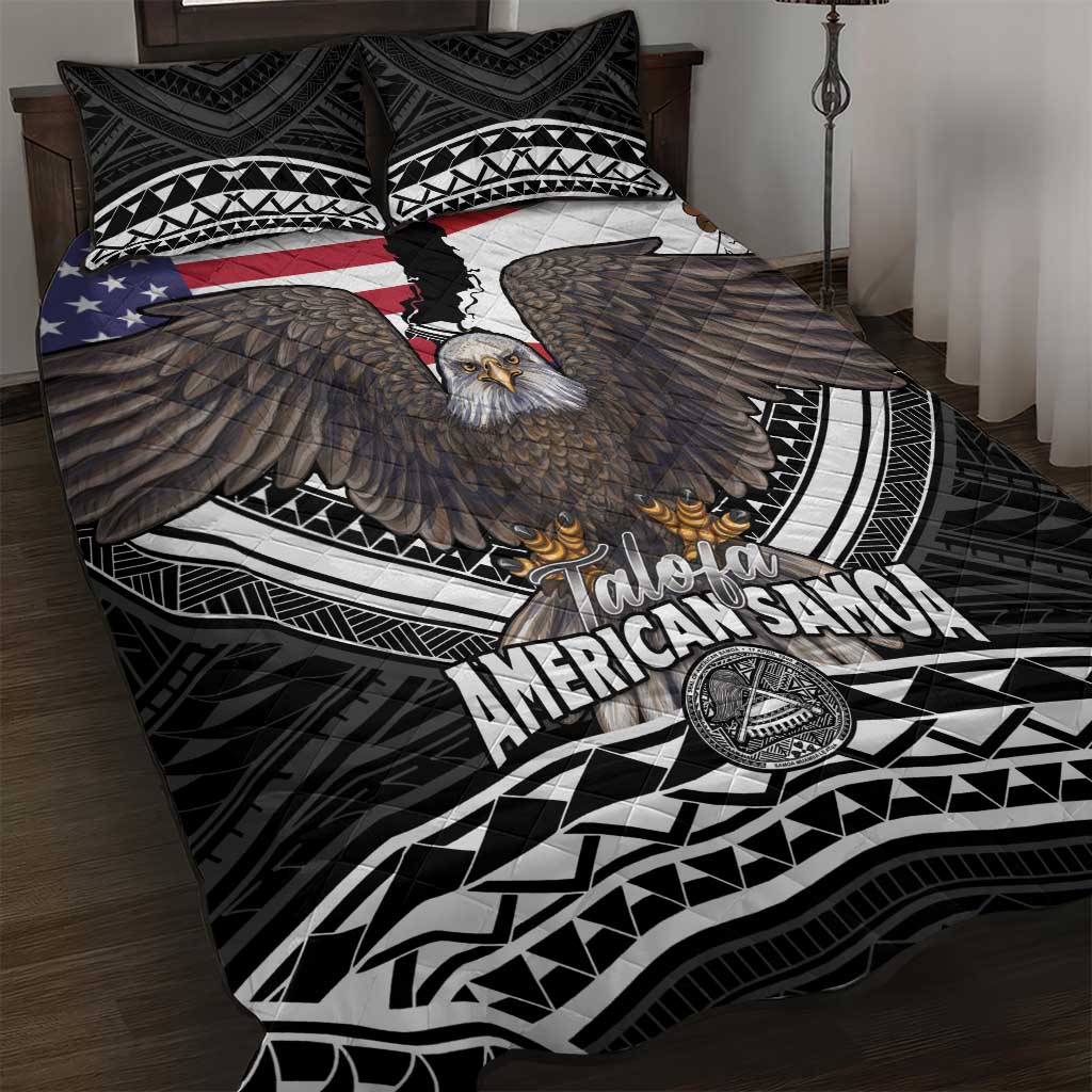 Talofa American Samoa Flag Day Quilt Bed Set Bald Eagle Polynesian Tattoo