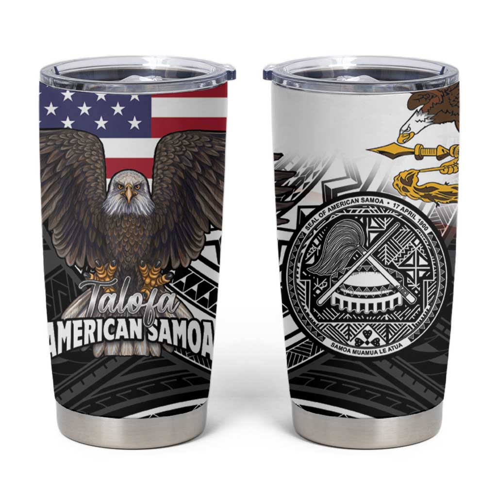 Talofa American Samoa Flag Day Tumbler Cup Bald Eagle Polynesian Tattoo