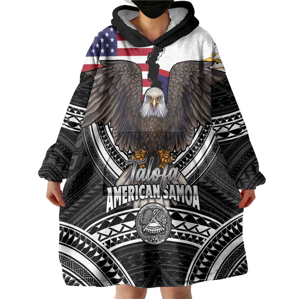 Talofa American Samoa Flag Day Wearable Blanket Hoodie Bald Eagle Polynesian Tattoo
