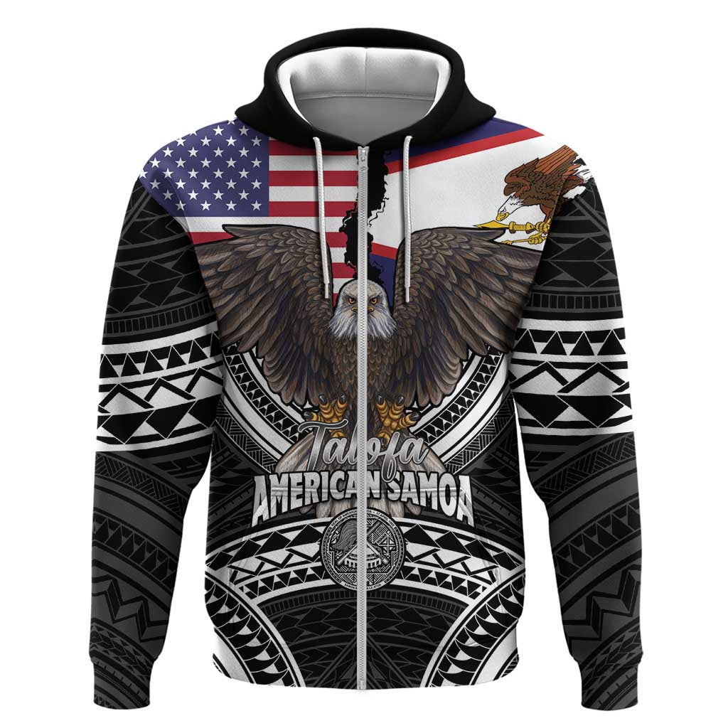 Talofa American Samoa Flag Day Zip Hoodie Bald Eagle Polynesian Tattoo