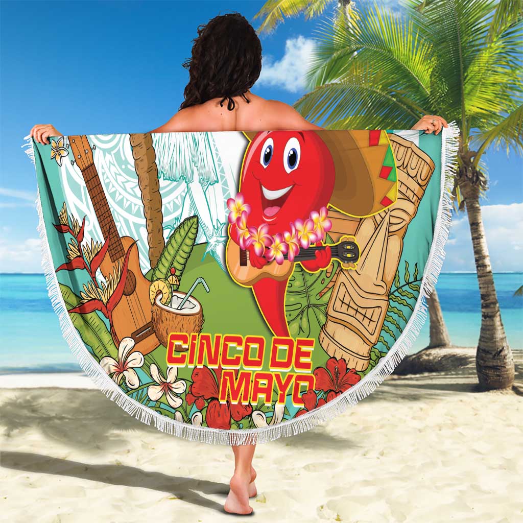 Hawaii Cinco de Mayo Beach Blanket Chili Pepper Hula Girl Tropical Vibes