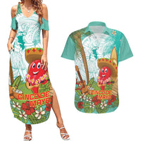 Hawaii Cinco de Mayo Couples Matching Summer Maxi Dress and Hawaiian Shirt Chili Pepper Hula Girl Tropical Vibes