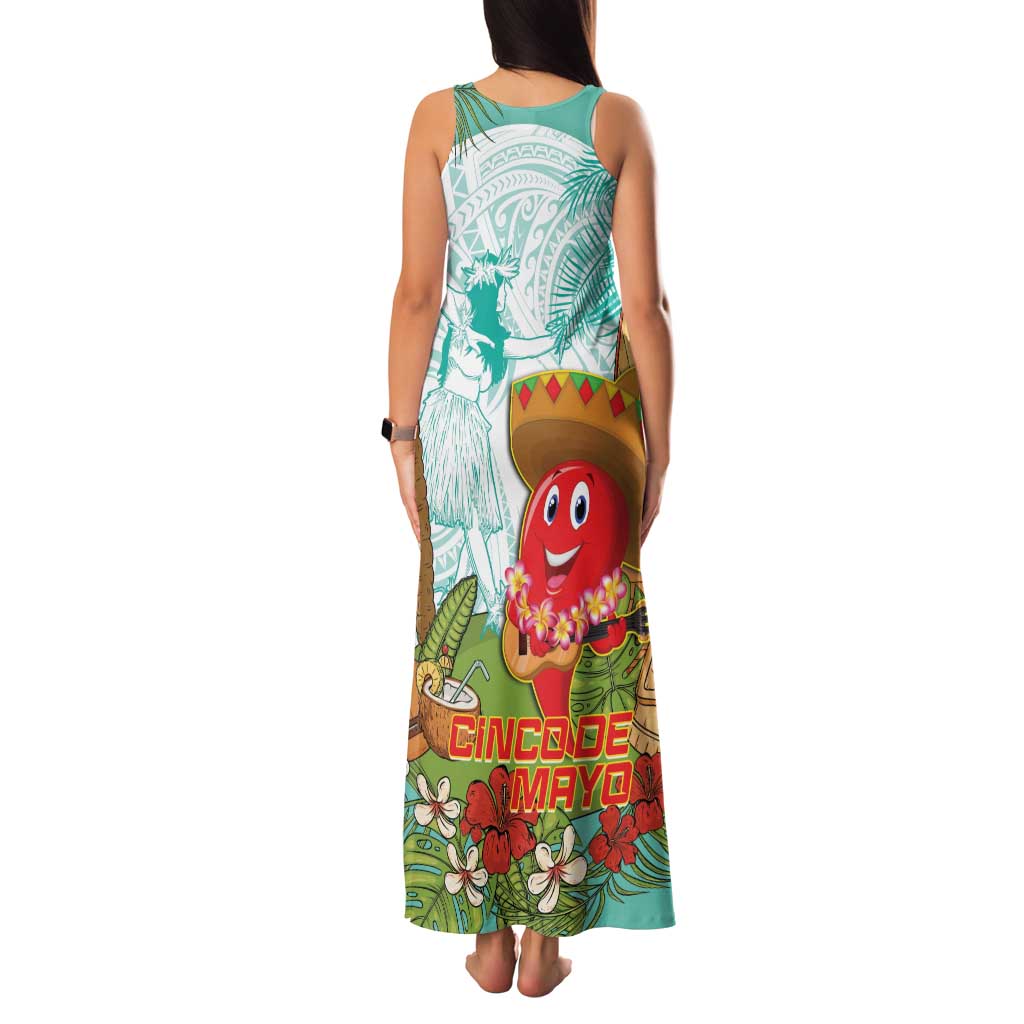 Hawaii Cinco de Mayo Family Matching Tank Maxi Dress and Hawaiian Shirt Chili Pepper Hula Girl Tropical Vibes