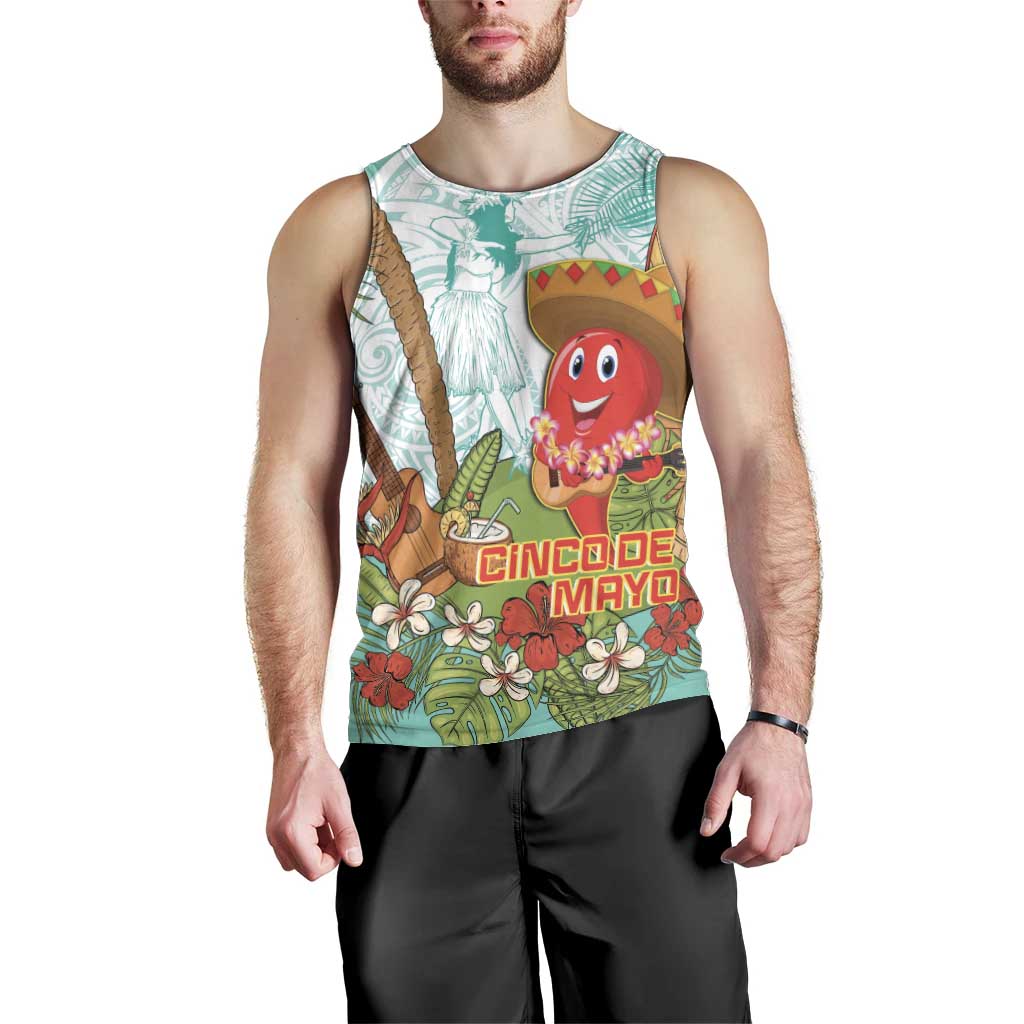 Hawaii Cinco de Mayo Men Tank Top Chili Pepper Hula Girl Tropical Vibes
