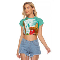 Hawaii Cinco de Mayo Raglan Cropped T Shirt Chili Pepper Hula Girl Tropical Vibes