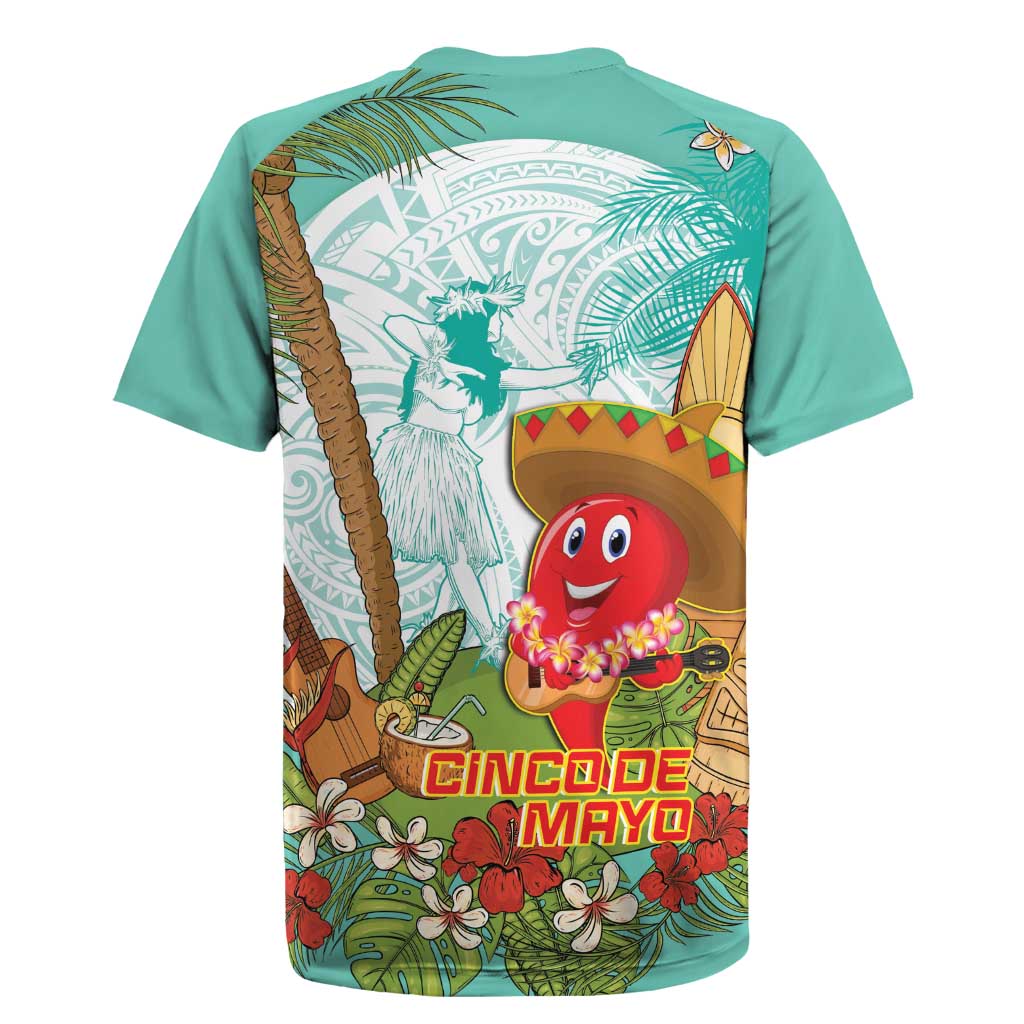 Hawaii Cinco de Mayo Rugby Jersey Chili Pepper Hula Girl Tropical Vibes