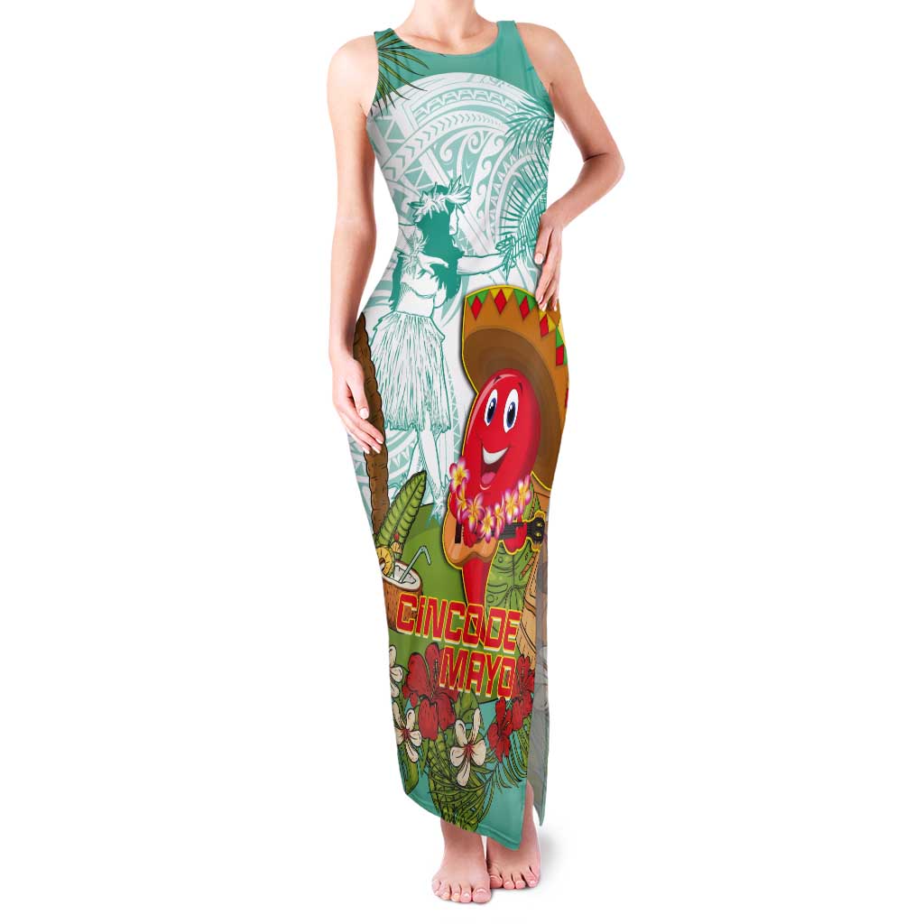 Hawaii Cinco de Mayo Tank Maxi Dress Chili Pepper Hula Girl Tropical Vibes