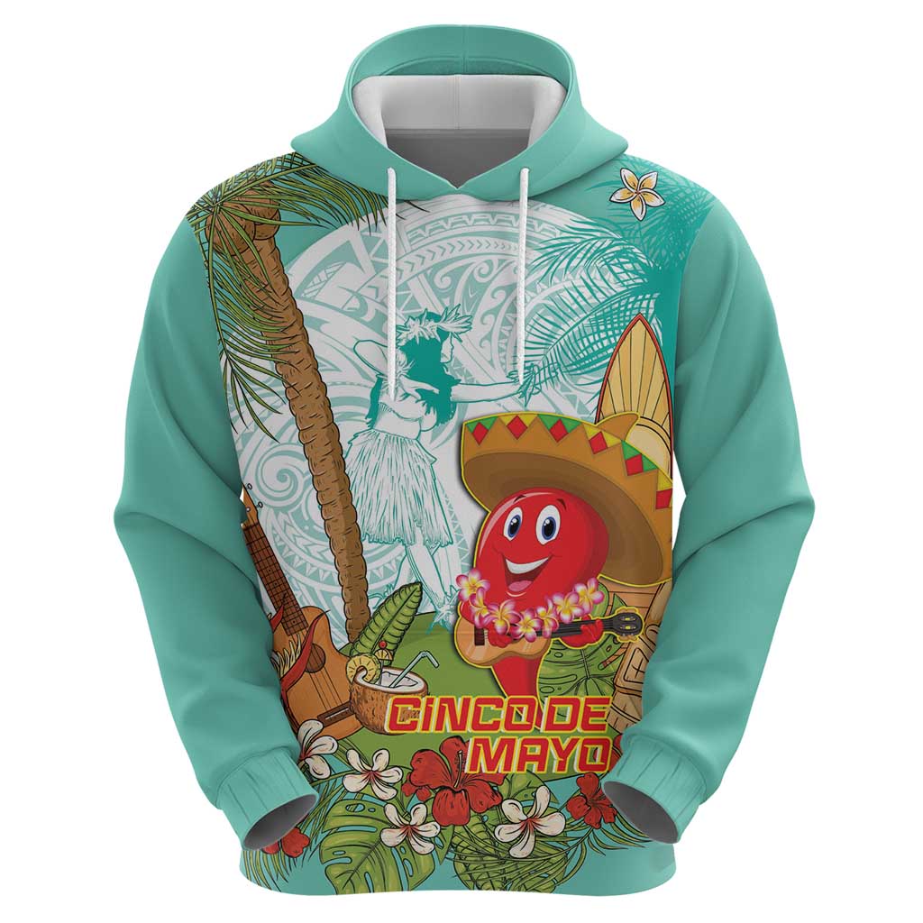 Hawaii Cinco de Mayo Zip Hoodie Chili Pepper Hula Girl Tropical Vibes
