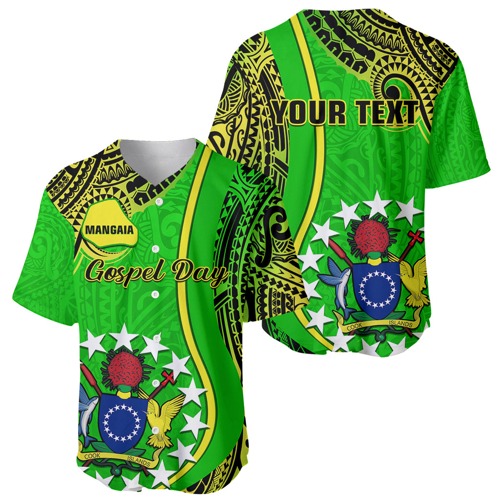 Personalised Cook Islands Baseball Jersey Mangaia Gospel Day Green Version LT14 Green - Polynesian Pride