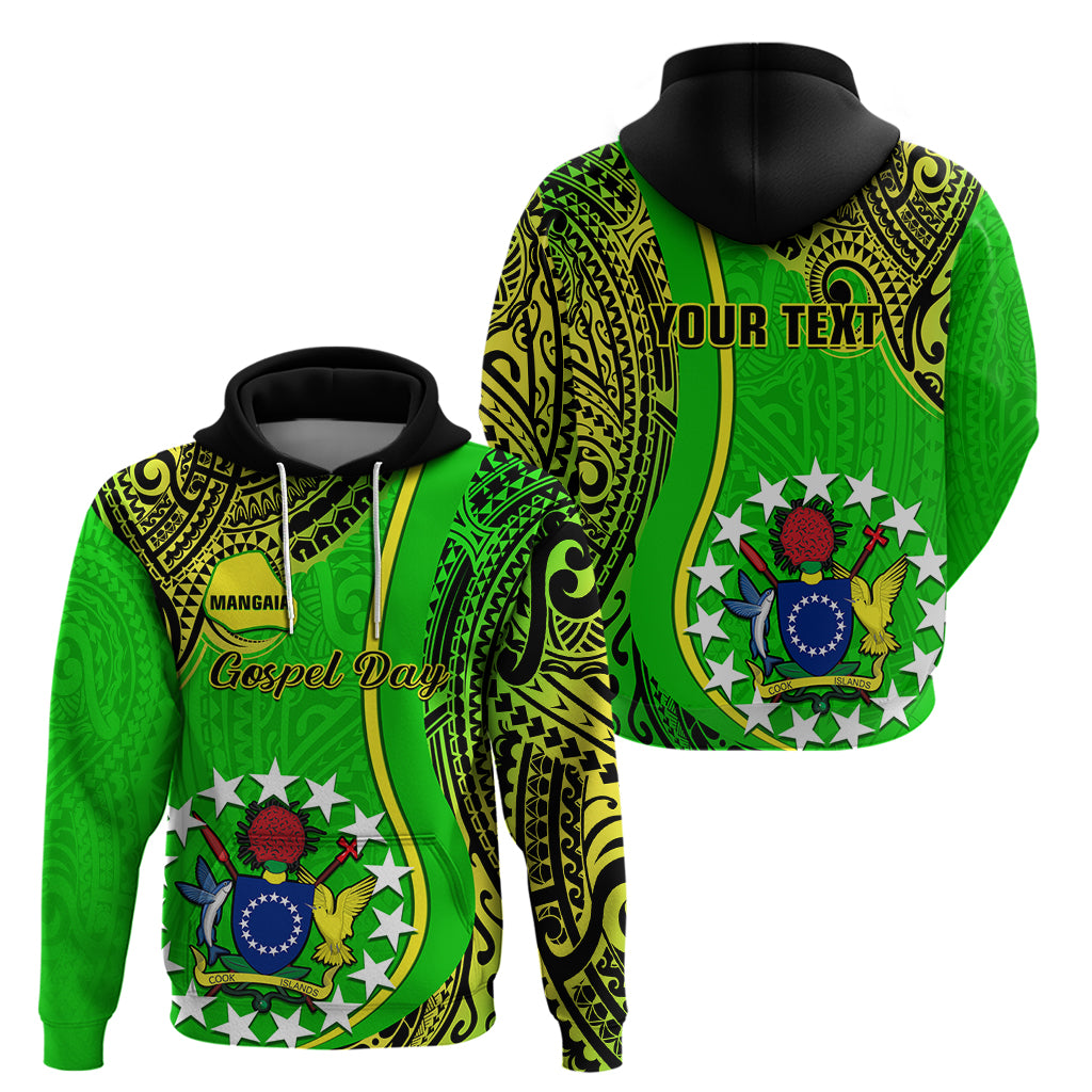 Custom Cook Islands Hoodie Mangaia Gospel Day Green Version LT14 Pullover Hoodie Green - Polynesian Pride