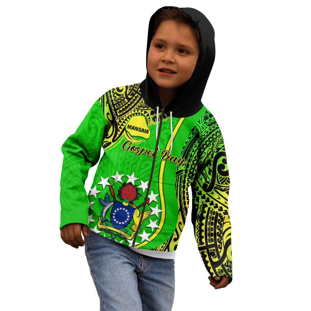 Personalised Cook Islands Kid Hoodie Mangaia Gospel Day Green Version LT14 - Polynesian Pride