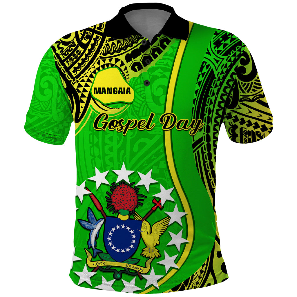 Custom Cook Islands Polo Shirt Mangaia Gospel Day Green Version LT14 Green - Polynesian Pride