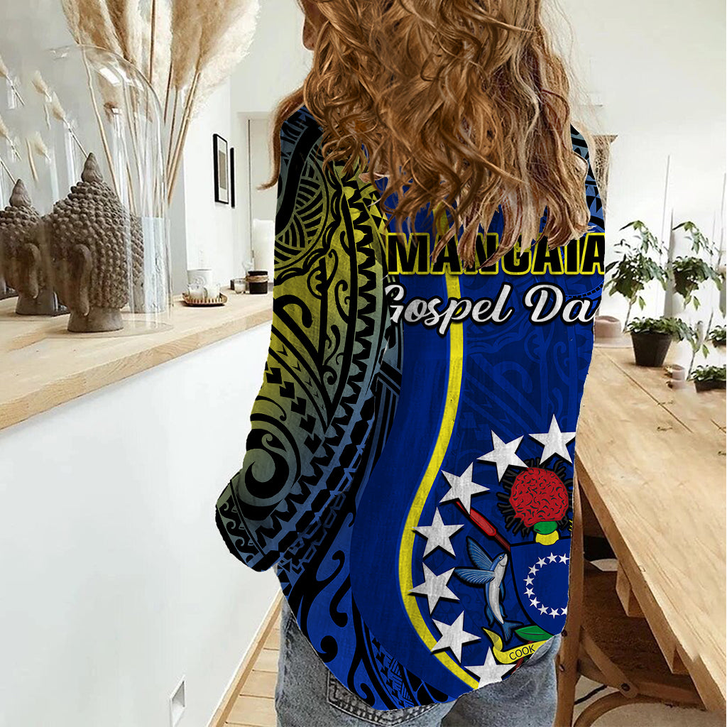 Polynesian Pride Cook Islands Women Casual Shirt Mangaia Gospel Day Blue Version LT14 - Polynesian Pride