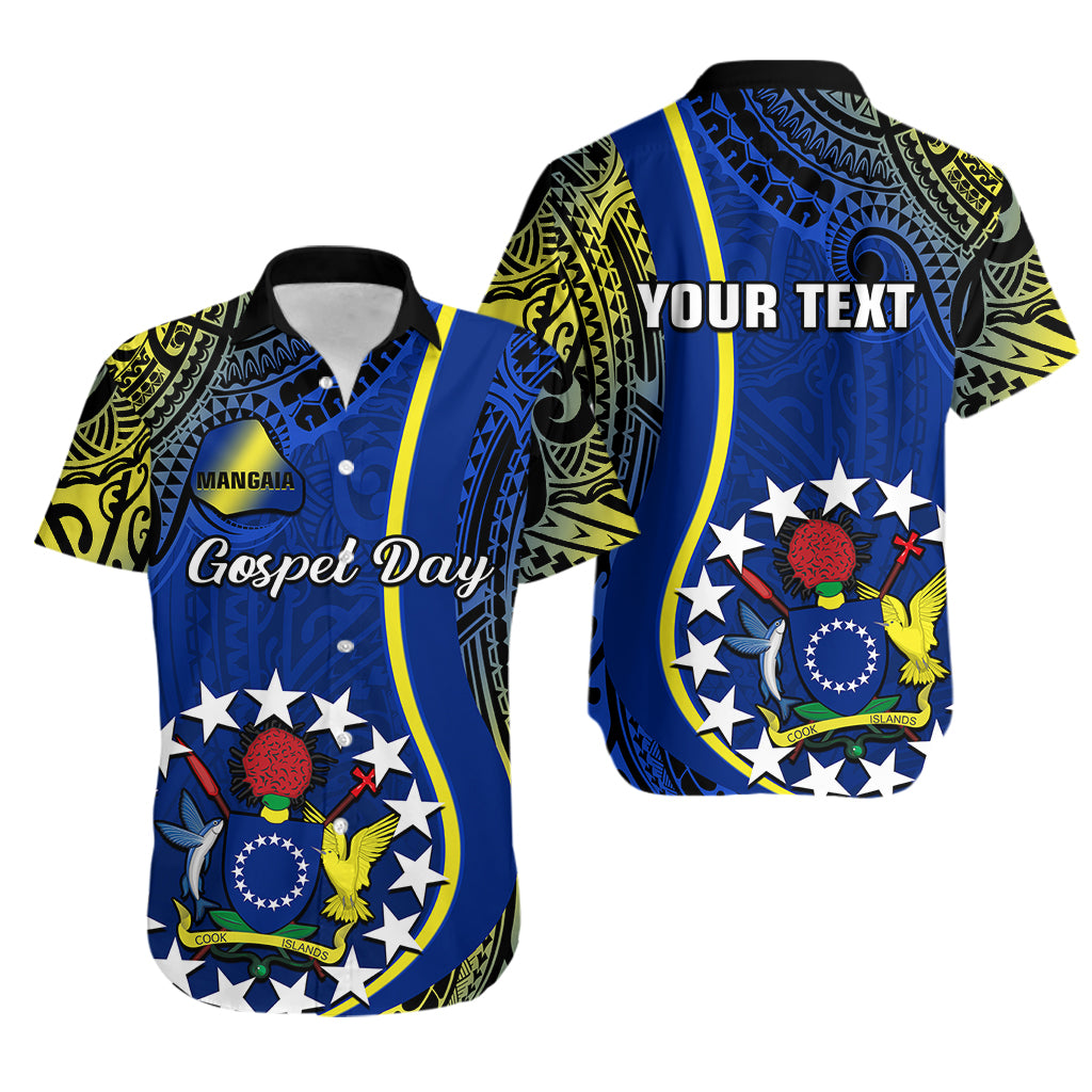 Personalised Cook Islands Matching Hawaiian Shirt and Dress June 15 Mangaia Gospel Day Blue Version LT14 No Dress Blue - Polynesian Pride
