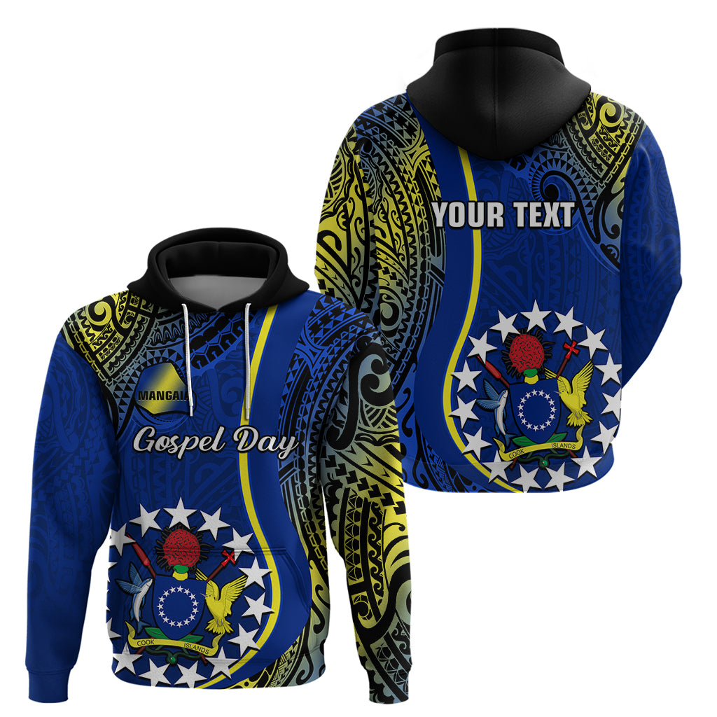 Custom Cook Islands Hoodie Mangaia Gospel Day Blue Version LT14 Pullover Hoodie Blue - Polynesian Pride