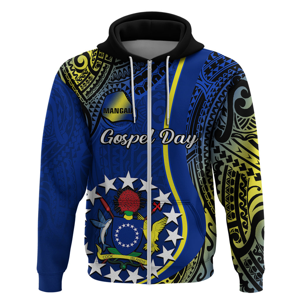 Custom Cook Islands Hoodie Mangaia Gospel Day Blue Version LT14 - Polynesian Pride
