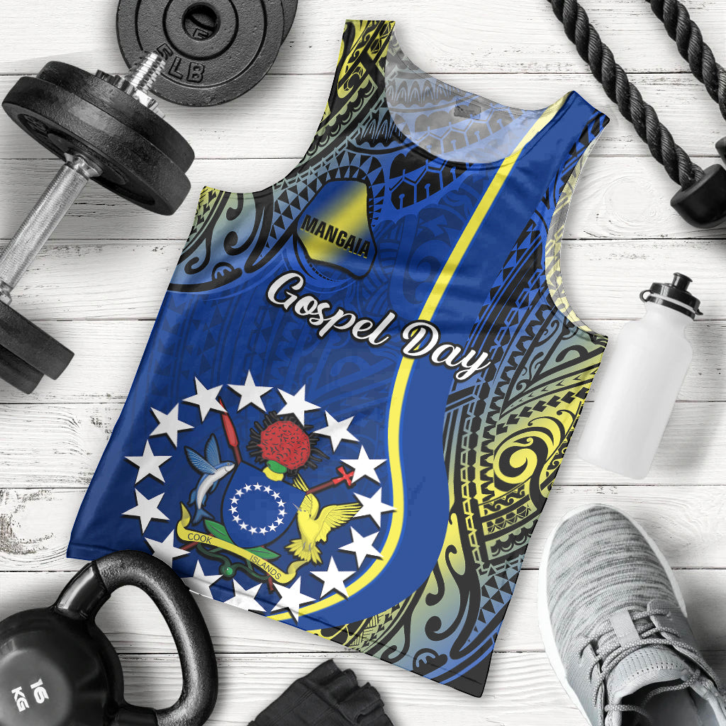 Personalised Cook Islands Men Tank Top Mangaia Gospel Day Blue Version LT14 Blue - Polynesian Pride