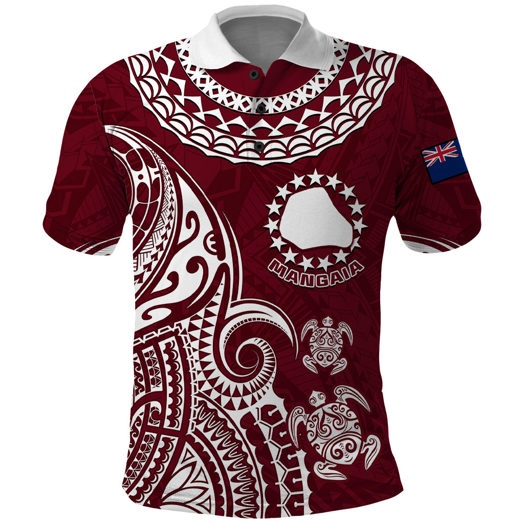 Custom Mangaia Cook Islands Polo Shirt Polynesian Sea Turtle LT14 Maroon - Polynesian Pride