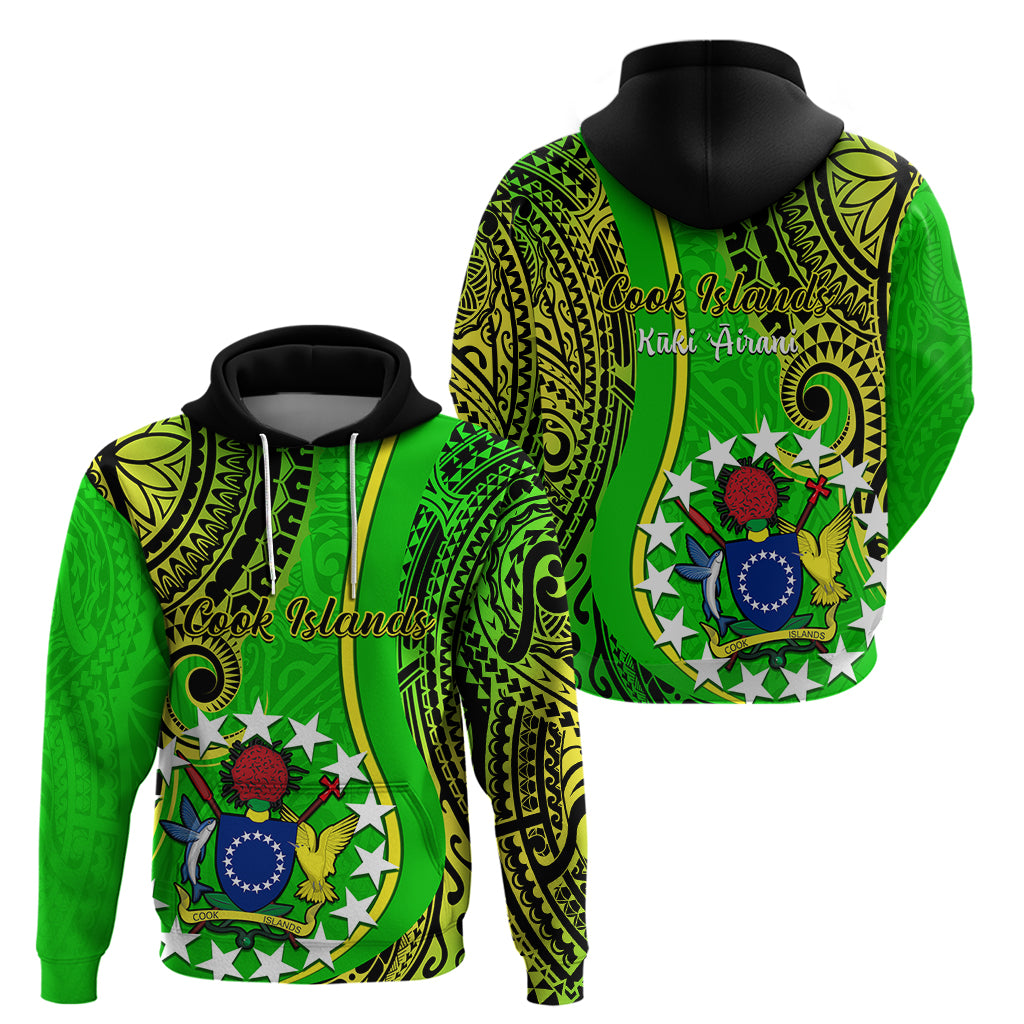 Polynesian Pride Cook Islands Hoodie Kuki Airani Coat of Arms LT14 Green - Polynesian Pride