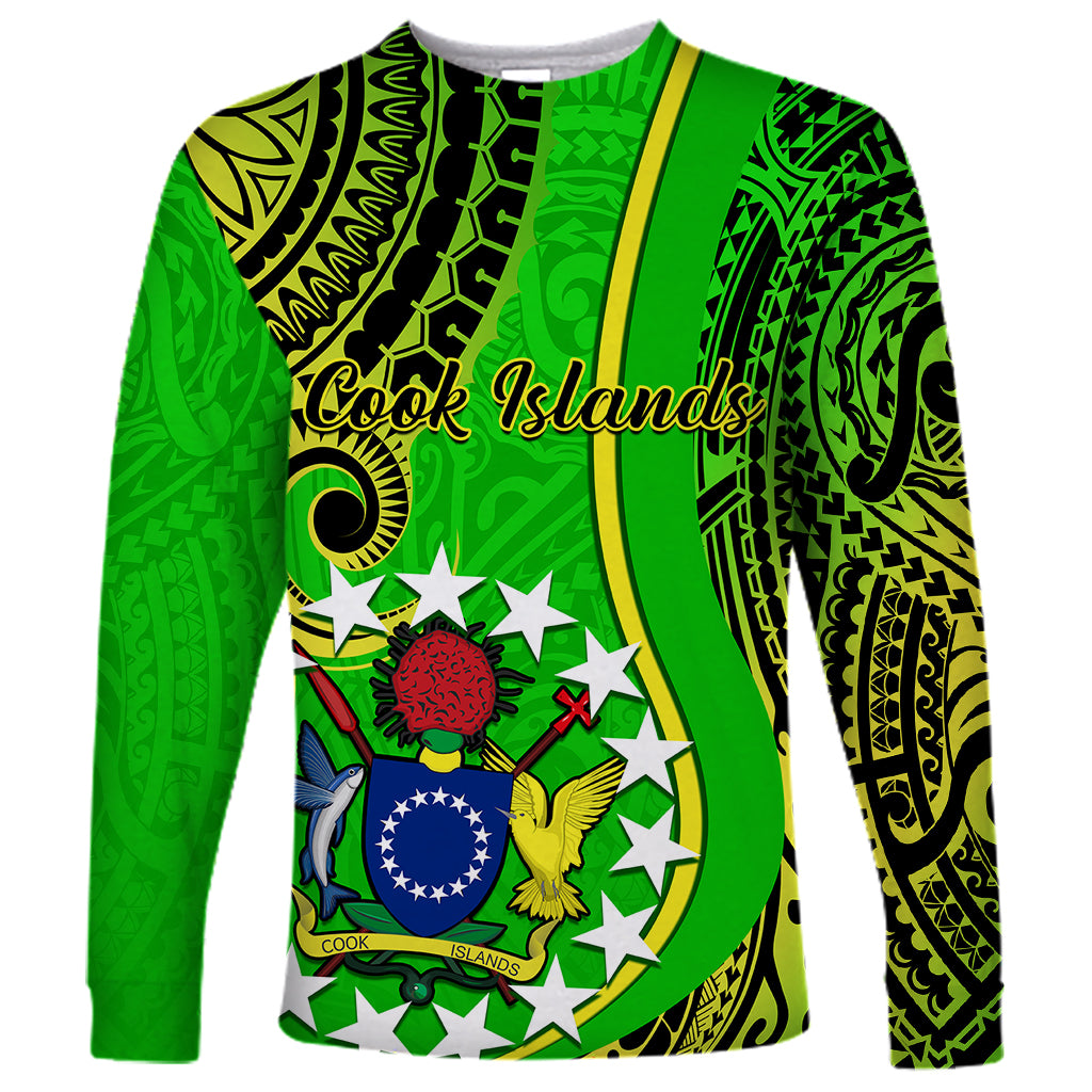 Polynesian Pride Cook Islands Long Sleeve Shirt Kuki Airani Coat Of Arms LT14 Unisex Green - Polynesian Pride