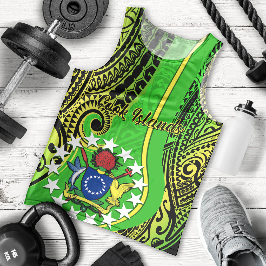 Polynesian Pride Cook Islands Men Tank Top Kuki Airani Coat Of Arms LT14 Green - Polynesian Pride