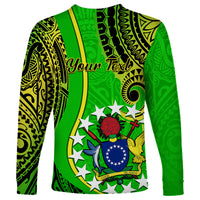 Personalised Cook Islands Long Sleeve Shirt Kuki Airani Coat Of Arms LT14 - Polynesian Pride
