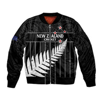 Custom New Zealand Silver Fern Cricket Bomber Jacket Aotearoa Maori Go Black Cap LT14 Unisex Black - Polynesian Pride