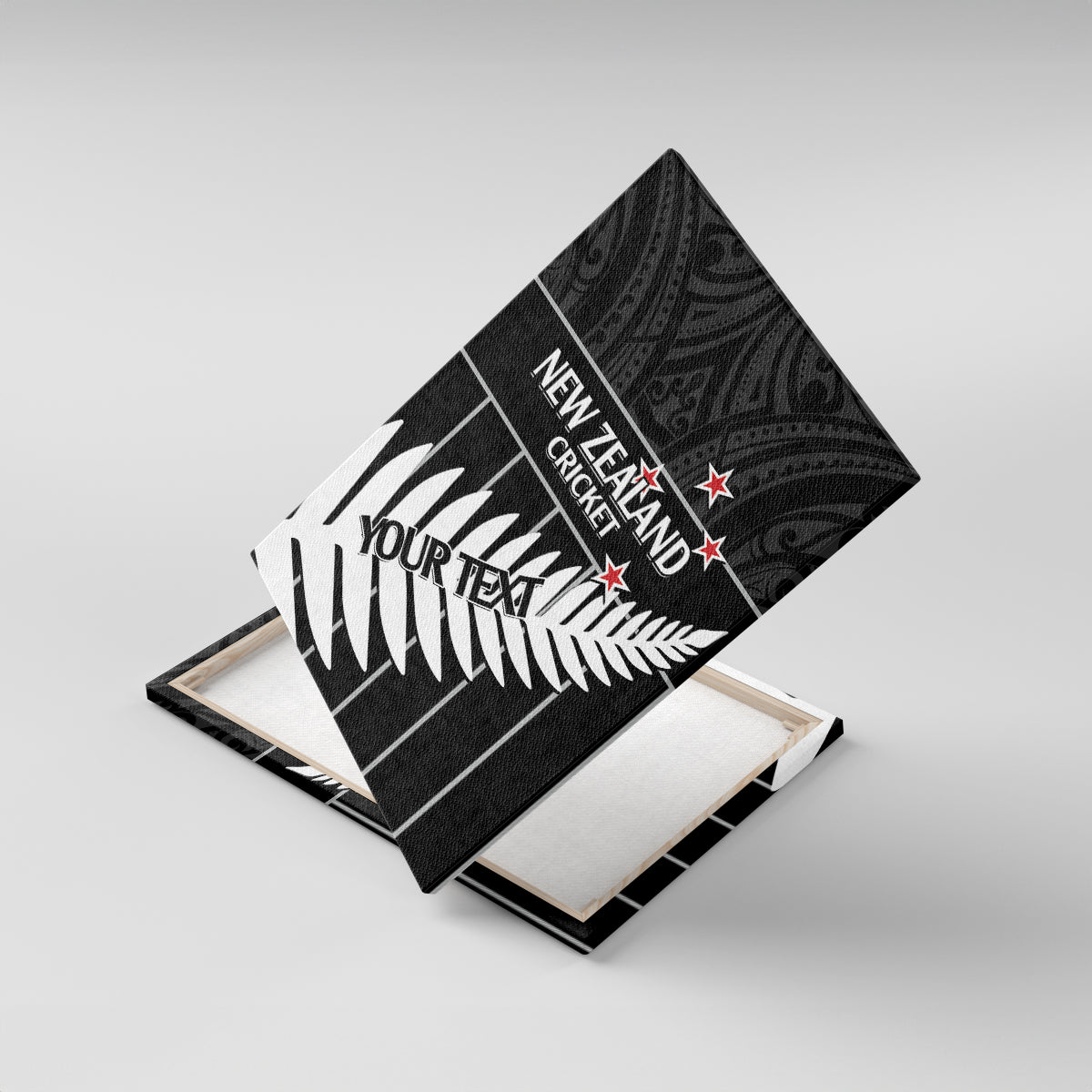 Custom New Zealand Silver Fern Cricket Canvas Wall Art Aotearoa Maori Go Black Cap LT14 With Frame Black - Polynesian Pride