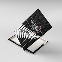 Custom New Zealand Silver Fern Cricket Canvas Wall Art Aotearoa Maori Go Black Cap LT14 With Frame Black - Polynesian Pride