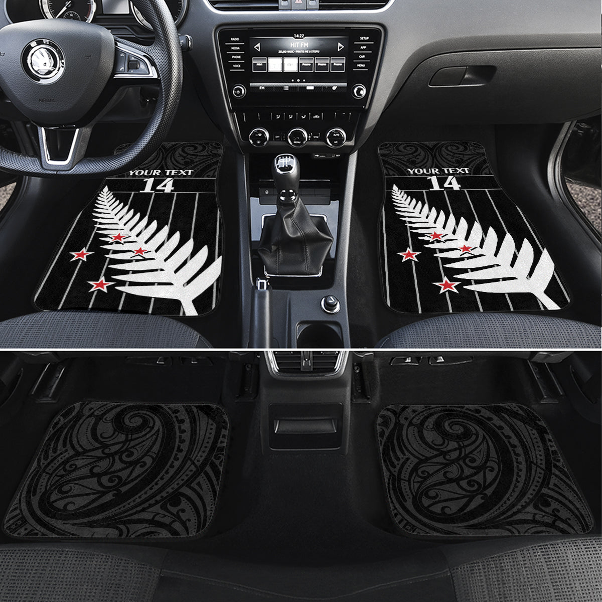 Custom New Zealand Silver Fern Cricket Car Mats Aotearoa Maori Go Black Cap LT14 Set 4pcs Black - Polynesian Pride