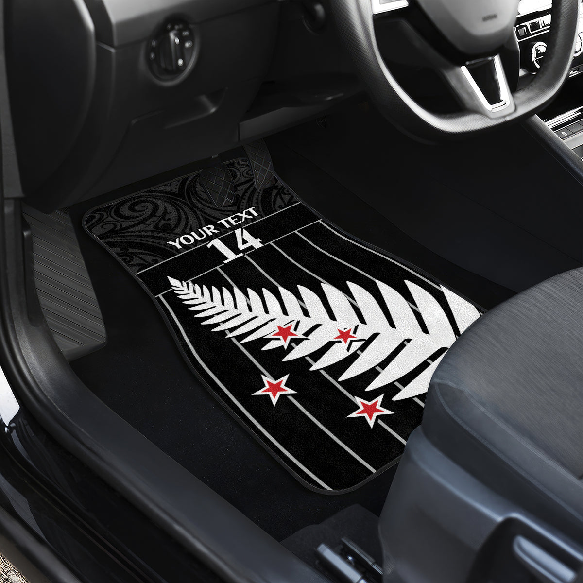 Custom New Zealand Silver Fern Cricket Car Mats Aotearoa Maori Go Black Cap LT14 - Polynesian Pride