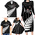 Custom New Zealand Silver Fern Cricket Family Matching Long Sleeve Bodycon Dress and Hawaiian Shirt Aotearoa Maori Go Black Cap