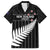 Custom New Zealand Silver Fern Cricket Family Matching Off The Shoulder Long Sleeve Dress and Hawaiian Shirt Aotearoa Maori Go Black Cap