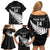 Custom New Zealand Silver Fern Cricket Family Matching Off Shoulder Short Dress and Hawaiian Shirt Aotearoa Maori Go Black Cap