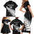 Custom New Zealand Silver Fern Cricket Family Matching Short Sleeve Bodycon Dress and Hawaiian Shirt Aotearoa Maori Go Black Cap