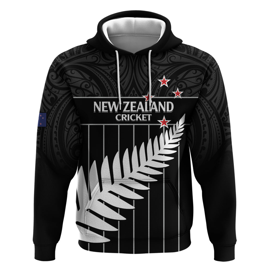 Custom New Zealand Silver Fern Cricket Hoodie Aotearoa Maori Go Black Cap